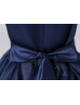 Navy Blue Satin Organza Gorgeous Flower Girl Dress